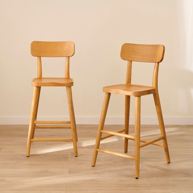 Counter Stool with Solid Wood Frame, Classic Oak