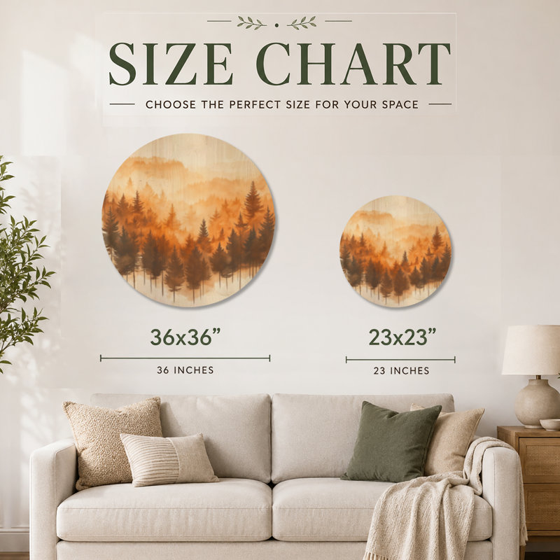 «Latte Forest Glow III - Nature», art mural rond en bois, Rond 23 po, Round