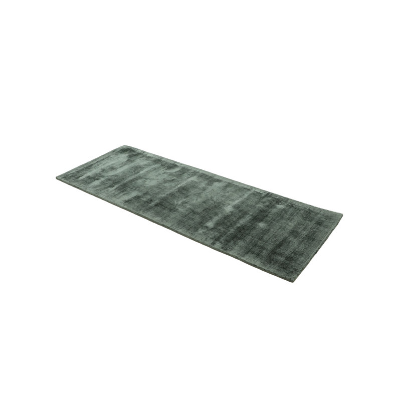 Ava Handmade Viscose Silky Solid Soft Dark Green Rug, Runner 80 x 300cm