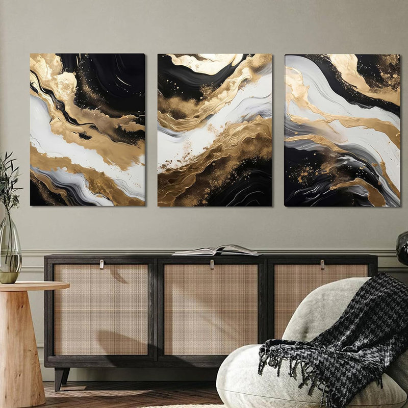 3 Piece Wrapped Canvas Print, 40 cm H x 90 cm W