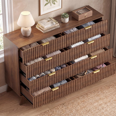 Fluted 8-Drawers Dresser For Bedroom,47''W Boho Storage Dresser & Chest