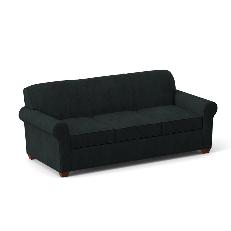 Finn Rolled Arm Sofa with Reversible Cushions, Cardigan Coal, BM Cherry, 34" H x 83" W x 36" D