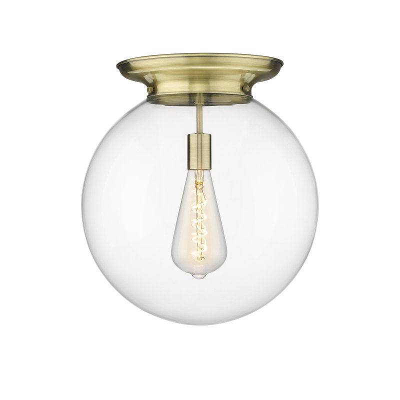 Plafonnier encastré 16 lumières 1 lumière Alfonsa, Laiton antique, H 17,13 po x l 15,75 po x P 15,75 po, Transparent