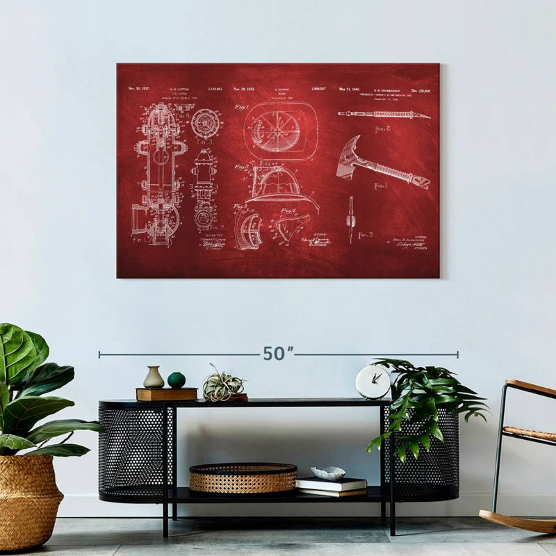 Firefighter Patents, reproduction sur toile, H 30 po x l 45 po
