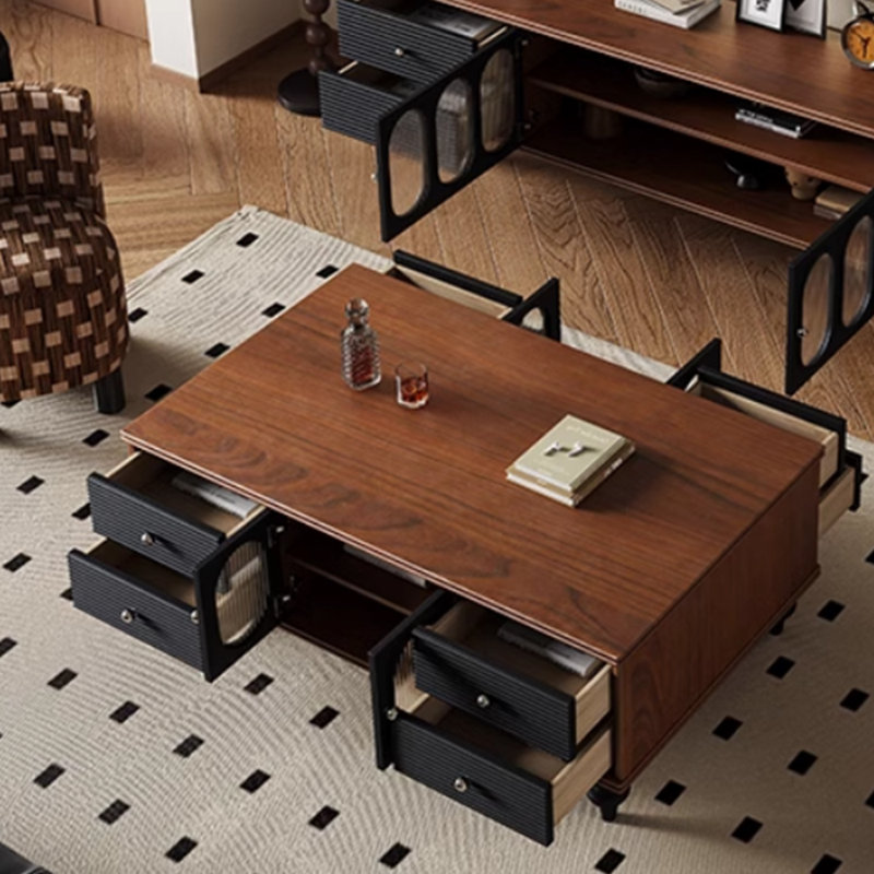 Retro design solid wood coffee table