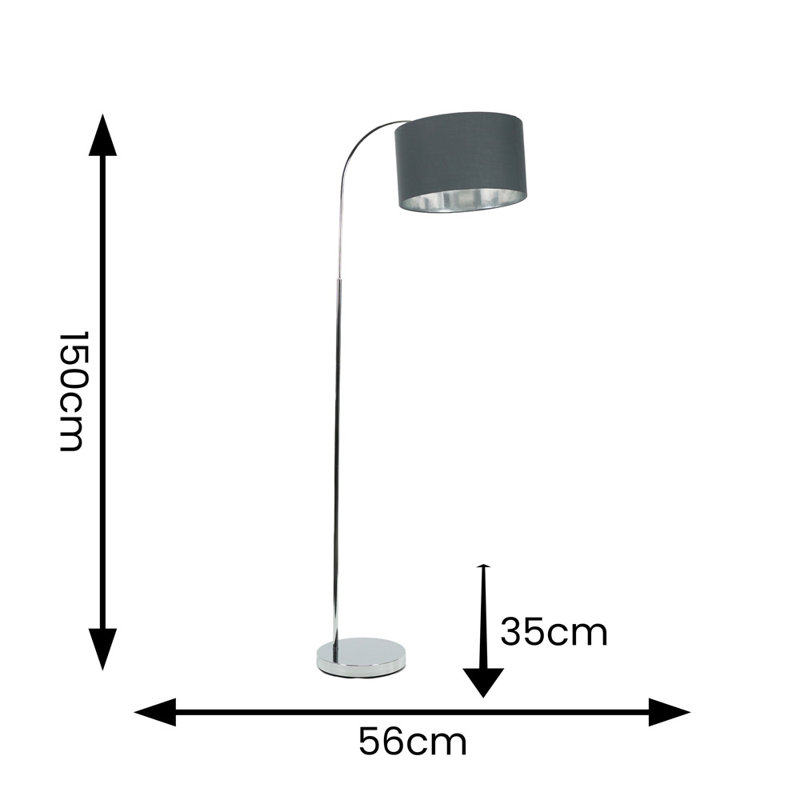 Deajane 150cm Polished Traditional Floor Lamp, No, Grey