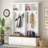 Farmhouse 4-In-1 Hall Tree With Wood Grain Bench, Mudroom Versatile Coat Rack With 2 Large Drawer, Entrance Organizer For Hallway, Living Room-355833397