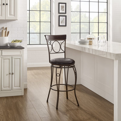 Rosalia Swivel Upholstered Faux Leather Counter Stool with Steel Frame
