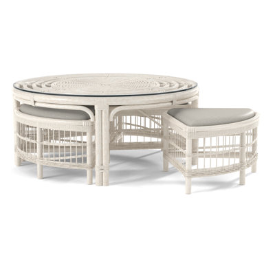 Raffles Rattan Cocktail Table with Benches