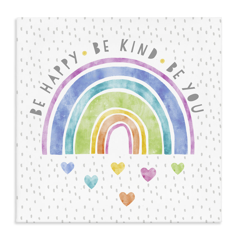 Be Be Hearts & Rainbow Canvas, conception par Suzanne Nicoll, H 17 po x l 17 po