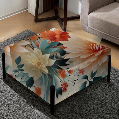 Collage de couleurs pastel éclectique floral III - grand repose-pieds carré éclectique