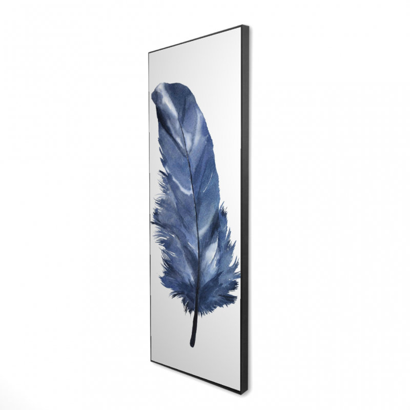 "Plume bleue" sur toile, H 48 po x l 16 po