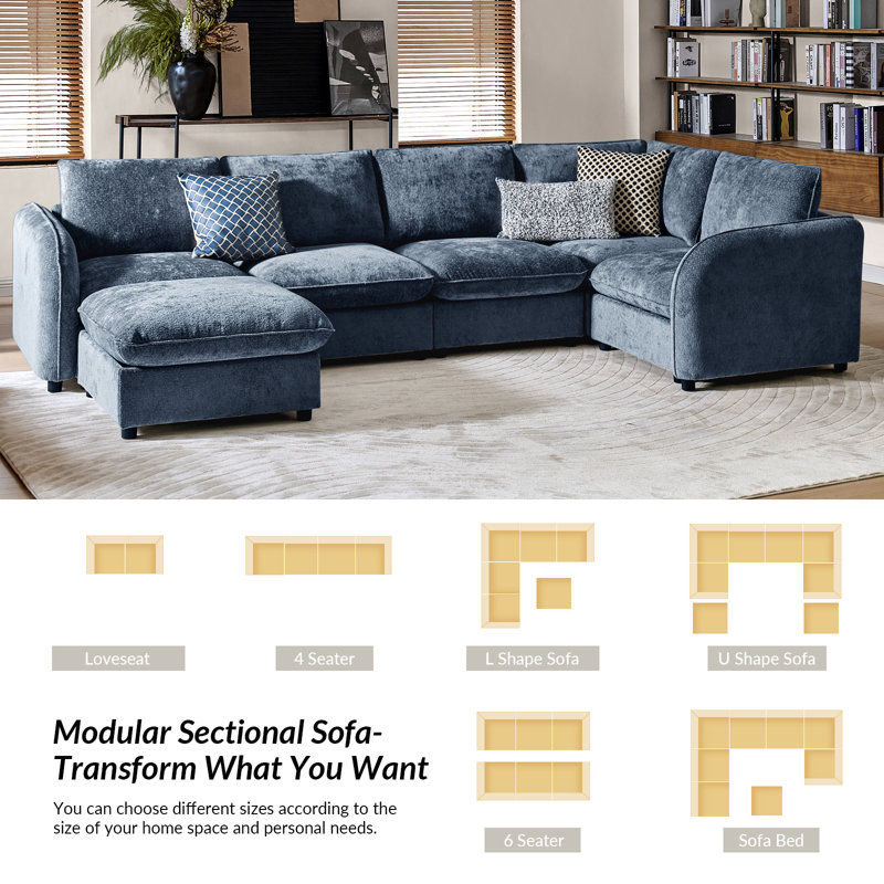 Terencio Modern Modular Storage Sectional Sofa With Hassle-Free Assembly, Navy