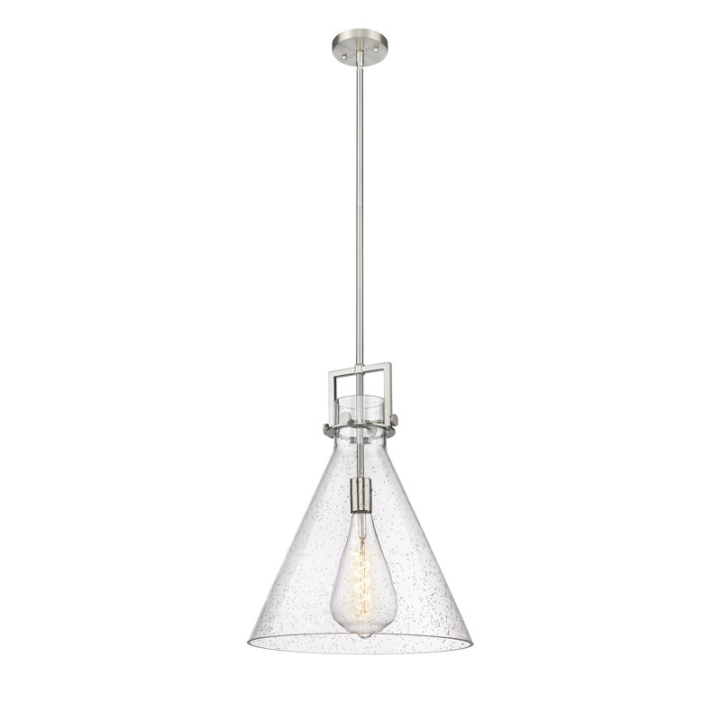 Luminaire suspendu avec tige 30 po Coterie, Bullé, H 20,38 po x l 16 po x P 16 po, Nickel satiné