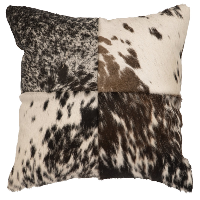 Wooded River Dark Brown Speckled Leather Pillow - Leather Back