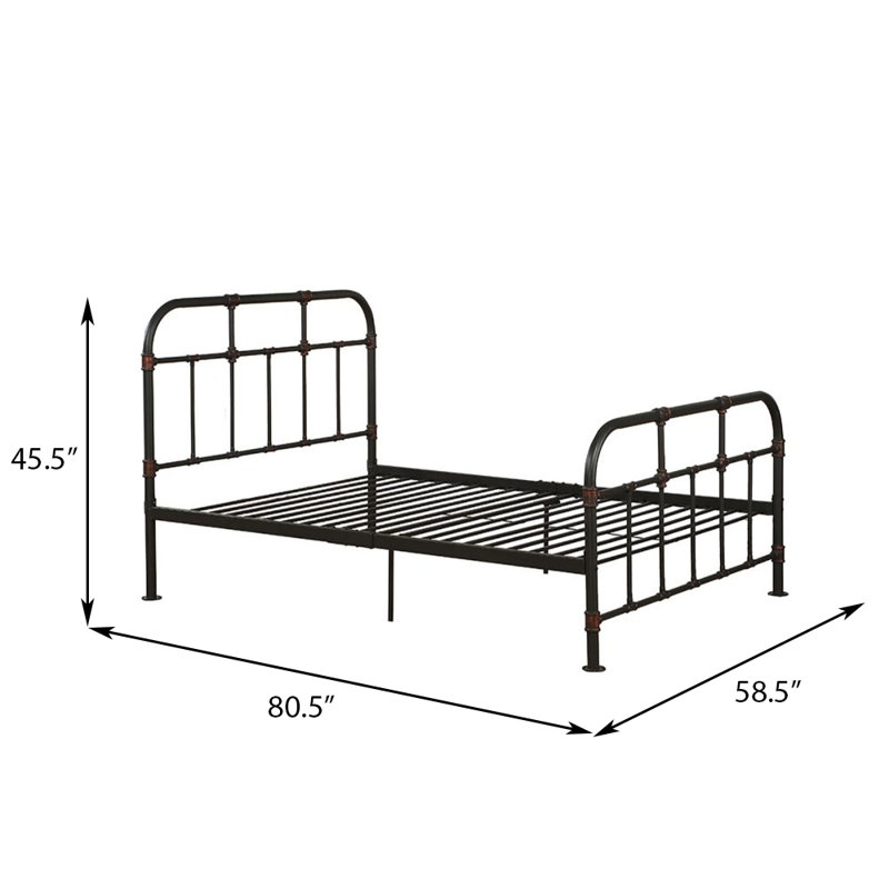 Gaines Metal Full Platform Bed, Sandy Grey