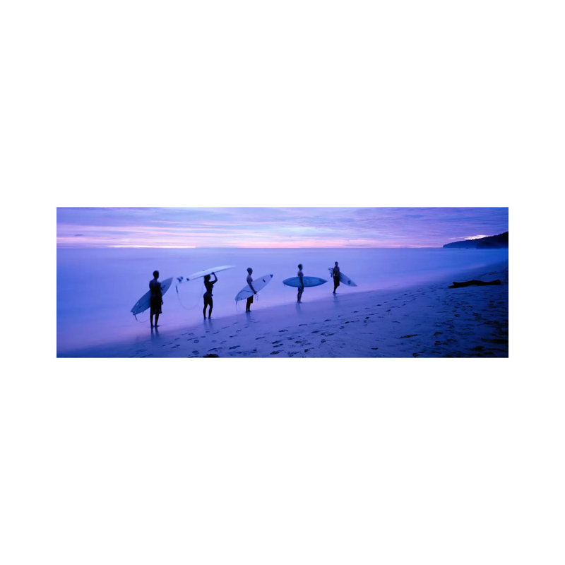 Surfers On Beach Costa Rica - Wrapped Canvas Panoramic Print, 30.48 cm H x 91.44 cm W x 1.91 cm D