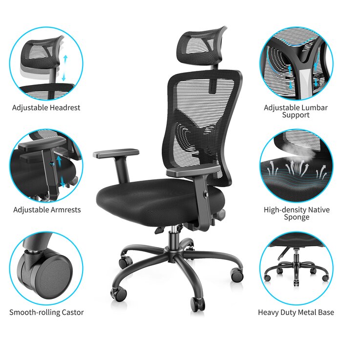 Inbox Zero Appling Ergonomic Polyester/Polyester Blend Office Chair ...