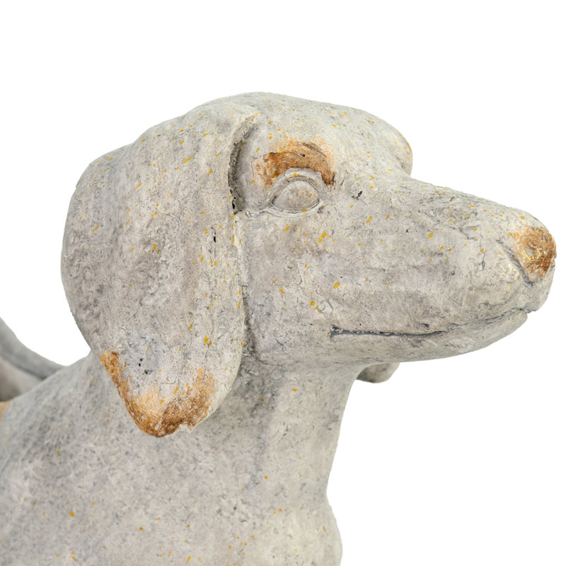 Cornell SAUSAGE DOG Planter 30cm Weathered Light Stone Effect