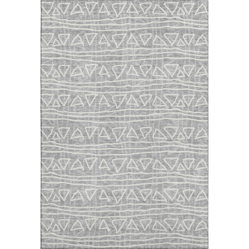Tapis gris Prisco lavable à la machine de qualité supérieure, Rectangle 10 pi x 14 pi