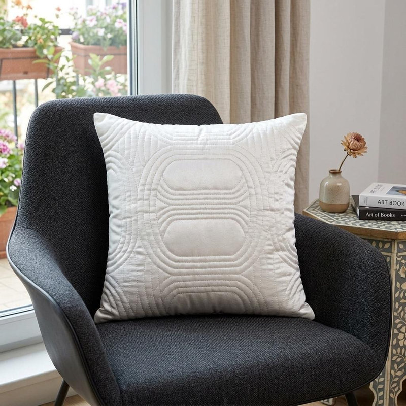 Coussin 12 "x 24" en mélange de coton blanc, Blanc
