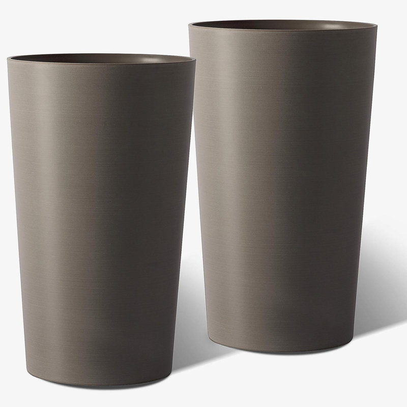 2 Pack Tall 21.7 in Planters for Outdoor Plants Modern Tall Square Planter Box Indoor Outdoor Porch Patio Flower Pot Modern Big Tapered Matte Tree Flower Pot for Garden