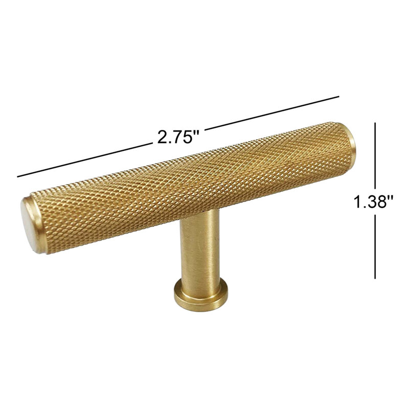 Knurled 2-3/4" T-Knob in Satin Brass