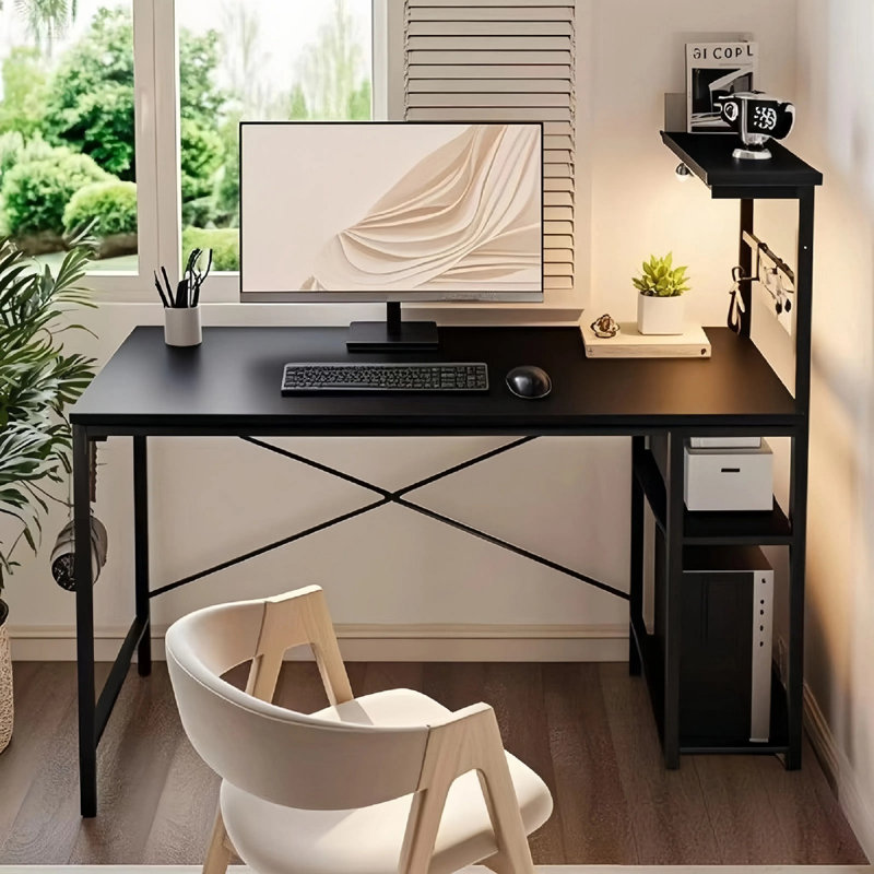 Monike Modular Steel Computer Desk, Black