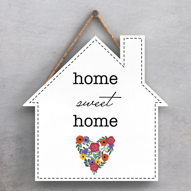 Home Sweet Home House Wooden Hanging Plaque, 9.9cm H x 9.9cm W x 0.5cm D