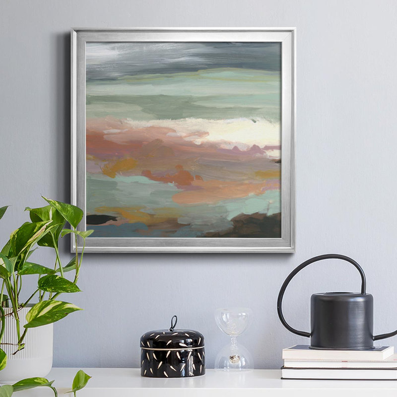 Océan bluff - peinture sur toile encadrée, H 17,5 po x l 17,5 po x P 1,5 po, Toile argentée