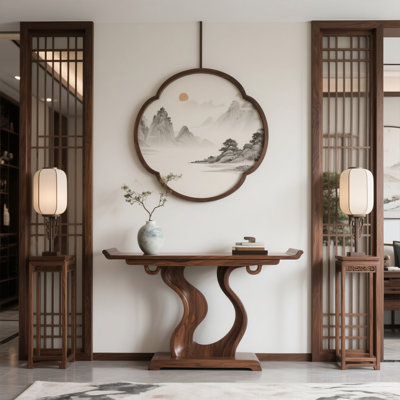 Nouvelle table d'entrée en bois massif de style chinois