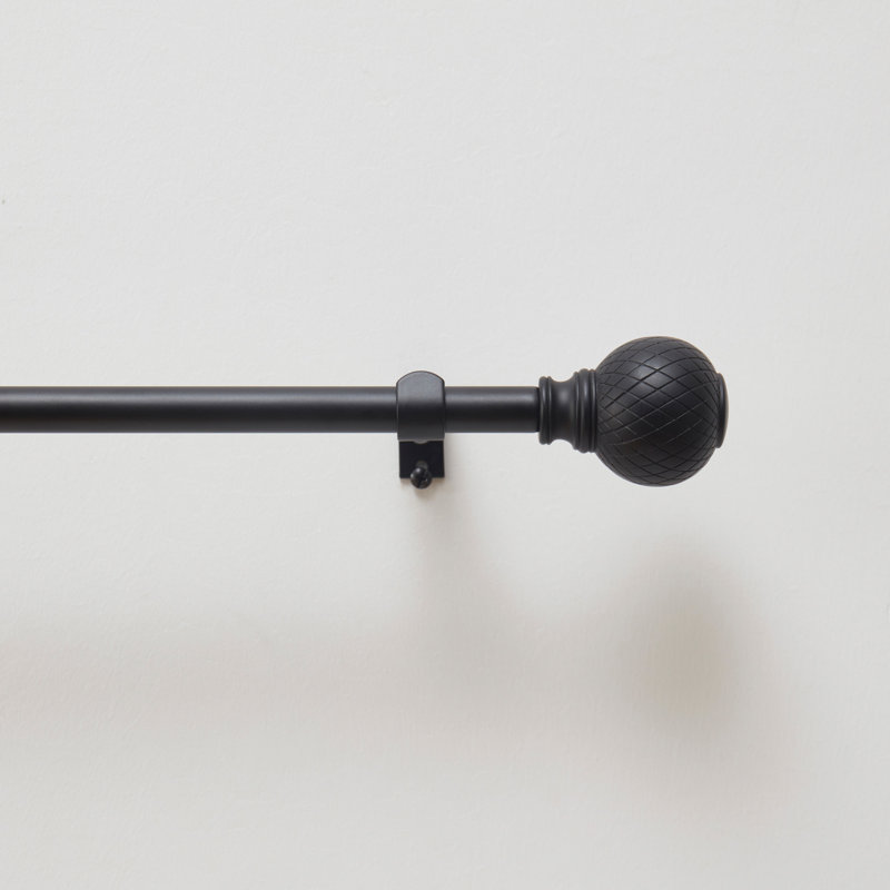 Martha Stewart Bergen Rod And Finial Set, 48'' - 86In, Matte Black