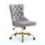 Chaise de bureau grise, fauteuil de bureau moderne capitonné en velours, base en métal doré, chaise de bureau pivotante réglable-1361922703