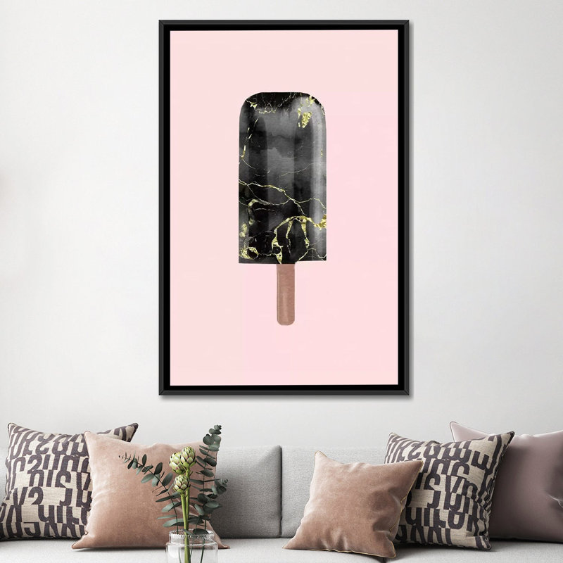 «Black Marble Popsicle», impression sur toile tendue, H 26 po x l 18 po x P 1,5 po, Toile avec cadre noir, Pas de tapis