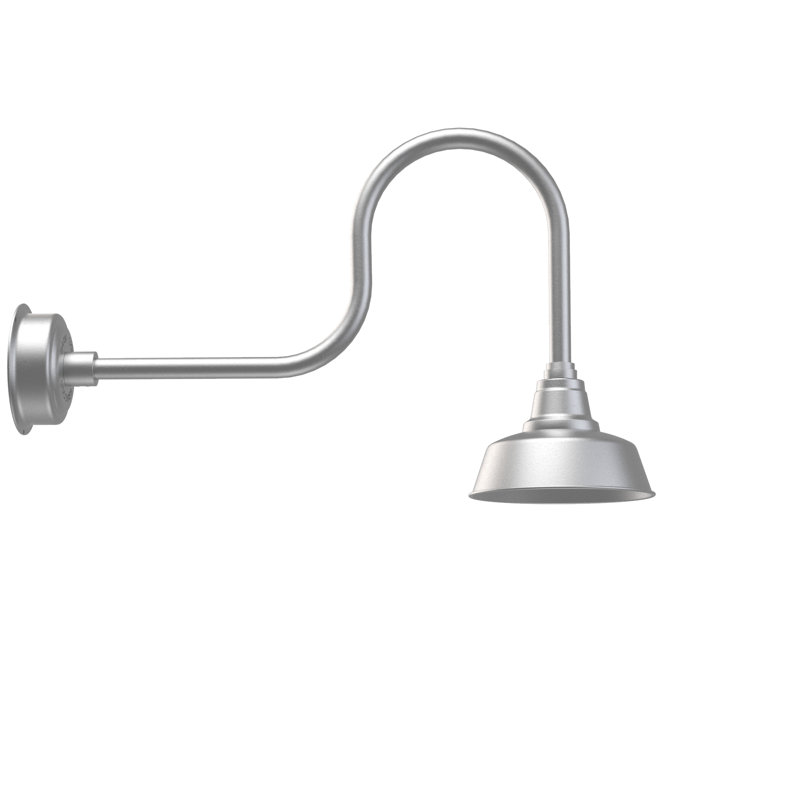 Luminaire de grange d’extérieur Vandervliet, H 22,37 po x l 10 po x P 36 po, Argent galvanisé