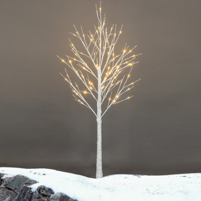 Sapin de Noël artificiel blanc 6 pi avec 96 lumières oranges