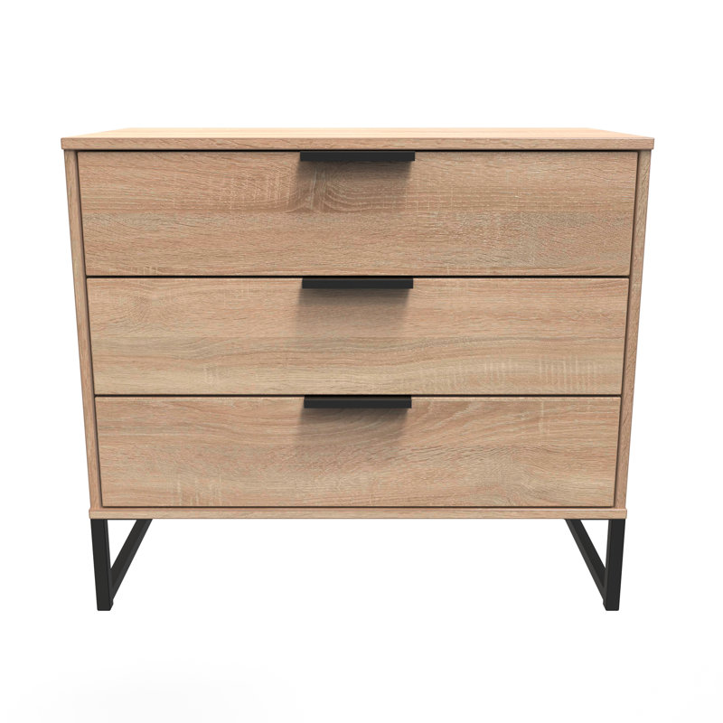 Turah 77cm W 3 - Drawer Chest of Drawers, Bardolino Oak