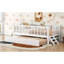 Lit plateforme en bois avec garde-corps et lit gigogne, blanc-86534871