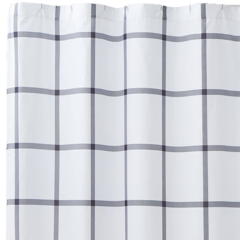 Kenhorst Plaid Shower Curtain, Charcoal Grey/White
