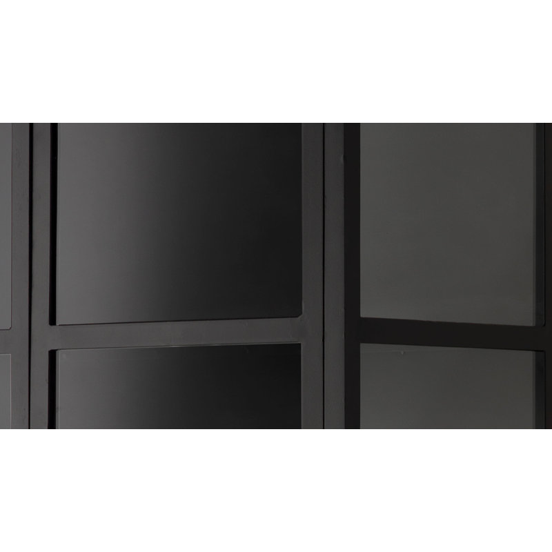 Sleek Black Metal and Glass Minimalist Curio Cabinet