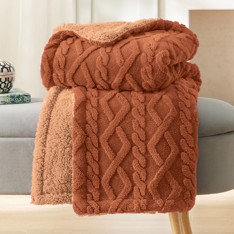 Bedsure Sherpa Blanket For Bed- Fuzzy Soft Cozy Blanket, Fleece Thick Warm Blanket For Winter GentleSoft™️, Queen, Orange