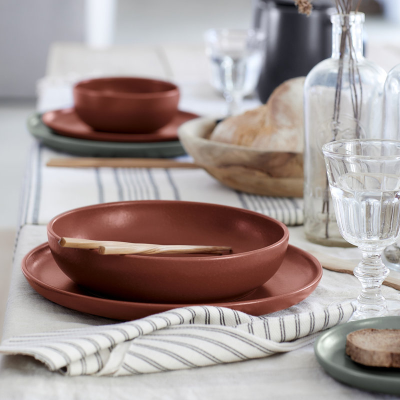 Pacifica Handmade Fine Stoneware Dinnerware Set, Cayenne