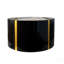 Table basse cylindrique ronde noire et noire en verre noir avec effet miroir doré et motif de marbre sur la table de bout