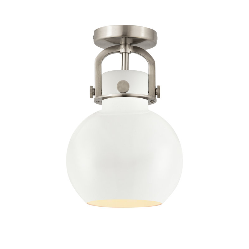 Plafonnier encastré 8 po Newton, Nickel satiné, Blanc