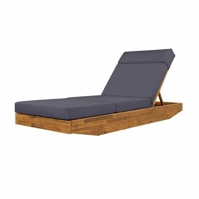 Outdoor Recliner with Water-Resistant Lounge Cushion, Dark Gray