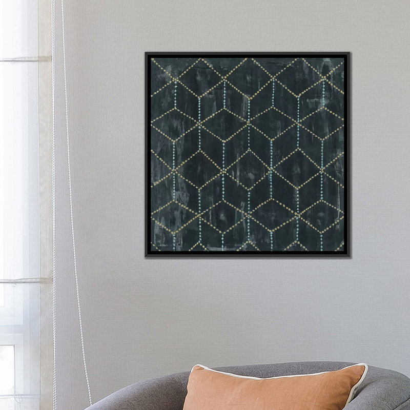 «Geometric V», impression sur toile, H 18 po x l 18 po x P 1,5 po, Pas de tapis, Toile avec cadre noir