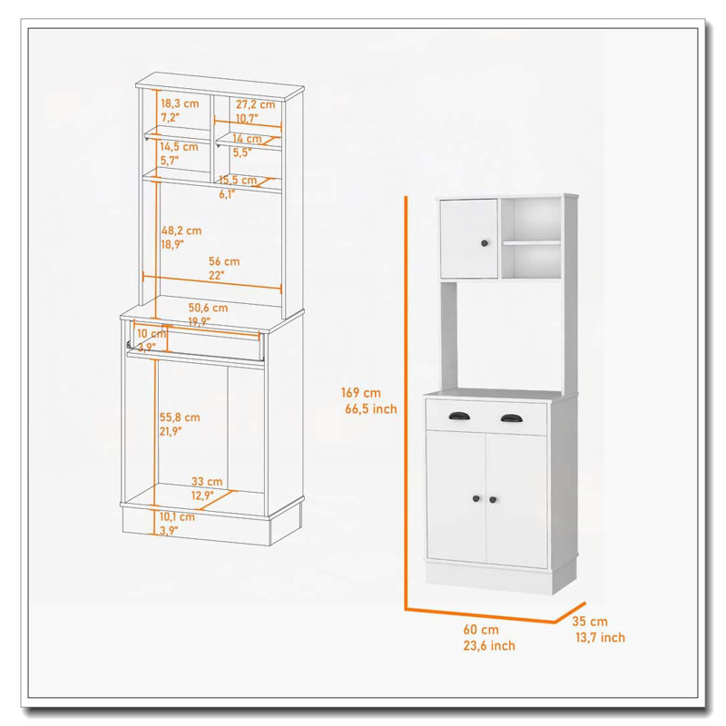 Garde-manger à micro-ondes 2 portes blanc Palmer