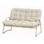 Ensemble de causeuse et de table basse d'extérieur moderne, ensemble de conversation de patio toutes saisons avec coussins épais, mobilier de bistro 2 pièces pour la cour, le balcon, le jardin, blanc cassé