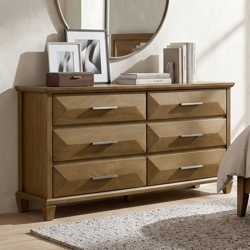 Commode double 6 tiroirs Claypoole, Chêne antique