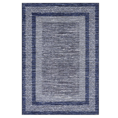 10 x 13 ft Polyester Imitation  Blue Rectangular Area Rug Geometric Printed Modern Foldable Washable for Hallway Bathroom Entryway Kitchen Office